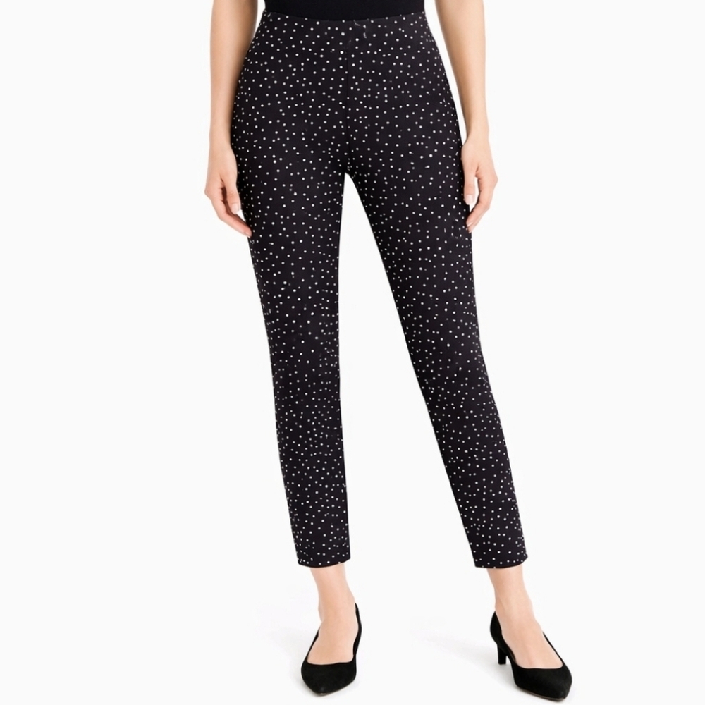 Jenna Rose Polka Dot Skinny Pants Medium Black White High Waist Stretch